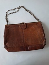 Vintage 1940s( ? ) leather snakeskin Fassbender handbag with chain strap