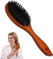Boar Bristle Hair Brush - Slick Back for Thin & Fine Hair, Soft Round, Nylon Br