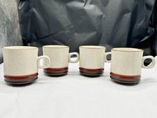 VINTAGE DENBY ENGLAND STONEWARE COFFEE MUGS SET OF 4 VINTAGE RETRO CUP TABLEWARE