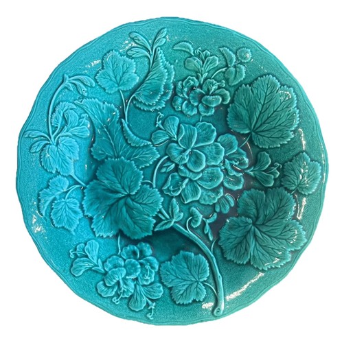 Antique green majolica plate - antique,