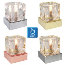 Dimmable Touch Table Light Glass Ice Cube Bedside Study Office Dimmer Desk Lamps