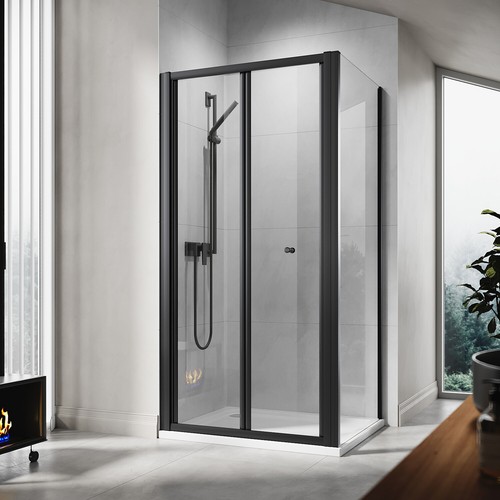 Black frame shower enclosure - black,