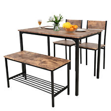 Modern Dining Table and Chair Set 2/4 Seats Metal Frame Kitchen Home Grey/Brown
