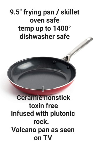 Red volcano frying pan - red, ceramic