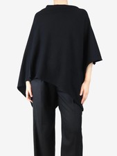 Crimson - Black cashmere poncho - One size