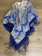 Authentic Pavlovo Posad Wool Shawl fringe 146x146 cm Eastern Europe Heritage