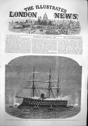 Old antique print 1865 - antique, navy