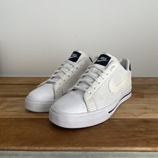 Nike Uk9.5 Sweet Classic Leather Vintage Retro 2009 White Black 318333-103 Court