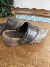 Pair Of Vintage Wooden/leather Clogs men’s,  33cm Long very old