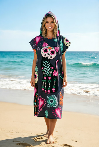 Hooded beach towel poncho - hooded,