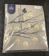 Next Set of 10 White Paper Ball,Diamond,Droplet Christmas Baubles New