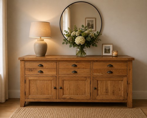Solid oak sideboard restored - solid,