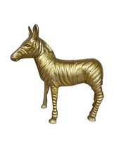 METAL GOLD ZEBRA ORNAMENT BRASS EFFECT SAFARI 9" TALL