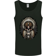 Native American Indian Skull Headdress Mens Vest Tank Top
