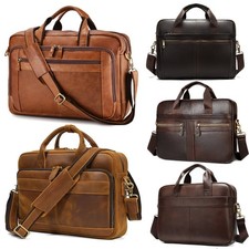 Vintage Men Briefcase Genuine Leather Shoulder Bag Laptop Bag Case Messenger Bag