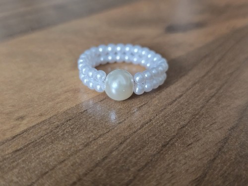 Beaded stretch elastic - stretch, white