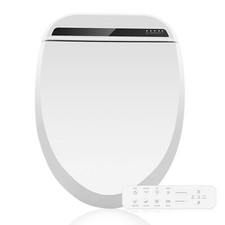Smart Toilet Seat Electric Heated Elongated Bidet with Remote Warm Air Dry LED