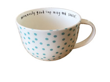 ROY KIRKHAM Polka Dot Mug “Uncommonly Good) White And Blue 10 x 8cm