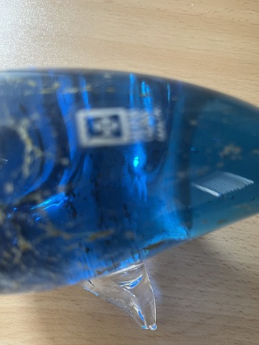 Blue art glass dolphin - art,