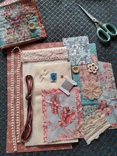 Mindfulness Slow Stitch Needle Case Kit. Hand Quilted Scrappy Raw Edge Patchwork