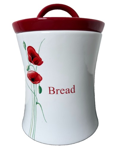 Ceramic bread bin - bin, poppy