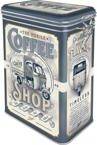 Coffee storage tin clip top - storage,