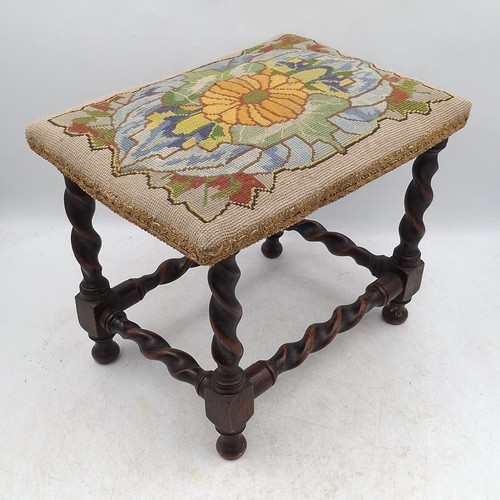 Vintage barley twist footstool - vintage,