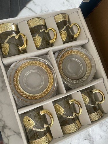 Turkish tea saucer set gold - saucer,