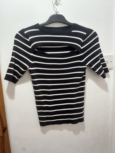 Navy white striped cut out - navy,