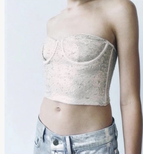 Zara sequin bustier crop top - zara,