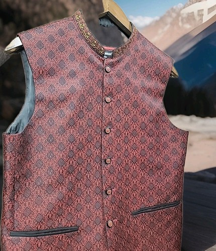 Nehru wedding jacket red - jacket, red/black