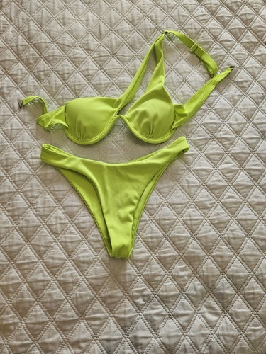 Neon lime green bikini set - bikini,