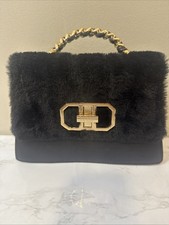 Black & Gold Fur Handbag