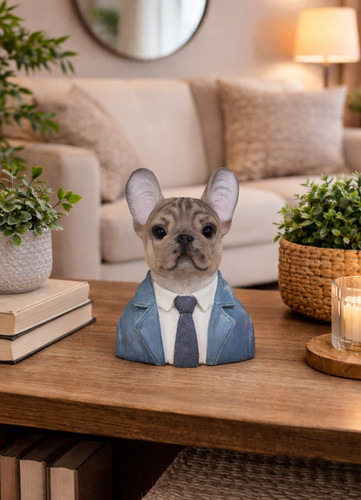 French bulldog bust statue - french,