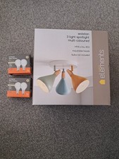 Dunelm Essentials Wolston 3 Light For Ceiling Multi Coloured With Bulbs