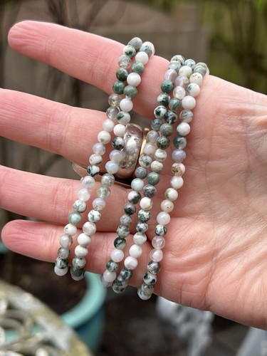 Green moss agate crystal - green,