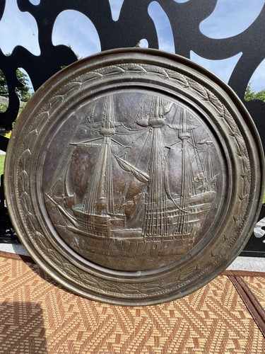 Antique copper galleon - galleon, wall