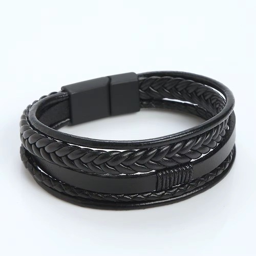 Mens leather bracelet braided - bracelet,