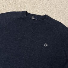 Fred Perry Mens Jumper Sweater XL Extra Large Navy Marl Long Sleeve Mod 60s Ska