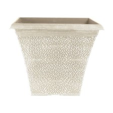 Square Plastic Plant Pot Beige