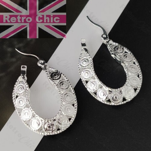 Silver fashion creole hoops - silver,