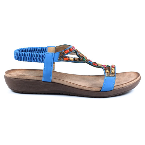 Mariella blue beaded sandal - beaded,