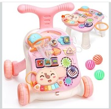2-in-1 Pink Baby Walker & Activity Center - Perfect for Early Walking Joy!