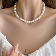 White pearl imitation choker - white,