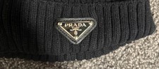 Prada Milano Beanie – Unisex Black Knit Hat 100% Cotton
