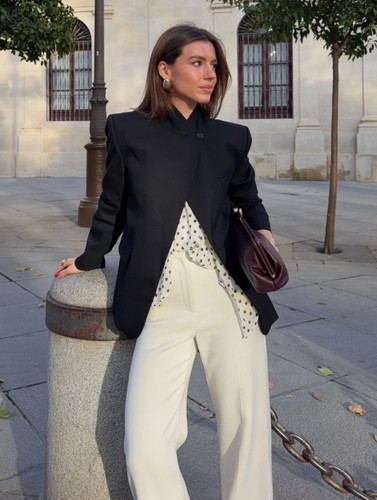 Zara high neck buttoned - buttoned, blazer
