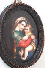 Antique German Porcelain Oval Plaque After Raphael Maddona Della Sedia