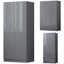 2/3 Door Wardrobe Grey Gloss Front Scandinavian Furniture Matt Frame