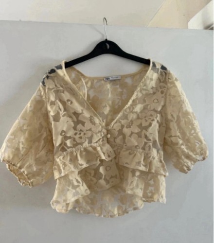 Zara beige floral lace - lace, cropped