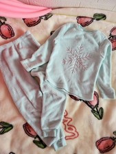 Primark Girls Fleece Pyjama Set Children's Warm Loungewear Christmas 7-8 Yrs